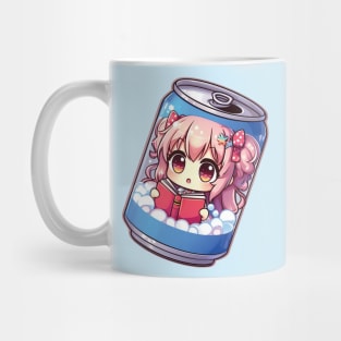 Anime Girl reading a book inside a soda can Mug